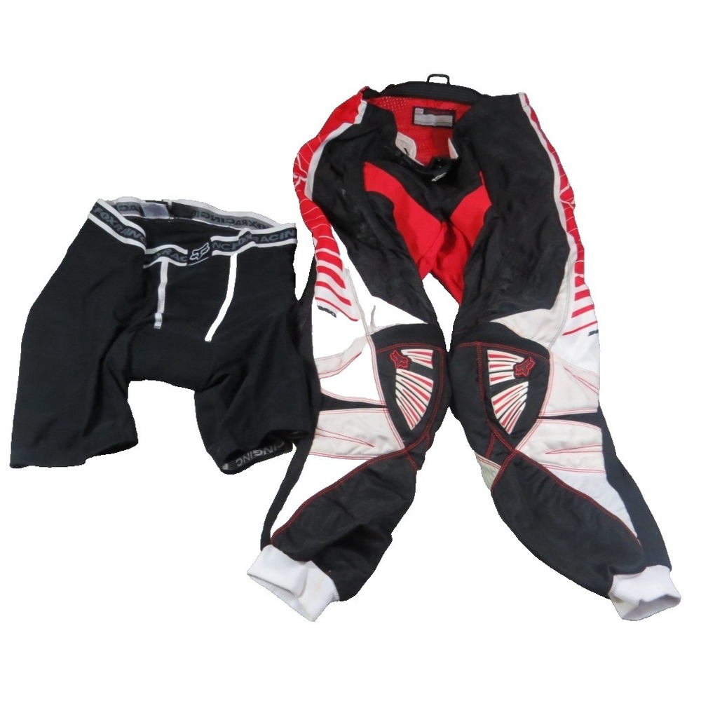 Fox Racing 360 Motocross Pants Sz 40 Black Red White Padded Shorts XL Dirt Bike
